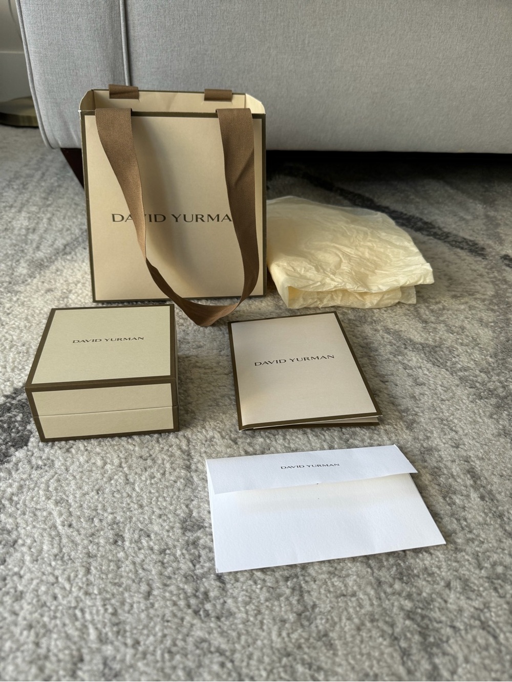 Authentic David Yurman Cream and Brown Branded Jewelry Packaging Set